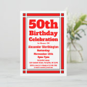 Simple Red 50th Birthday Invitation (Debout devant)