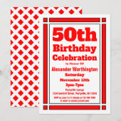 Simple Red 50th Birthday Invitation (Devant / Derrière)