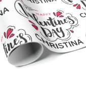 Simple Red and White Happy Valentines Day Name  Cadeaupapier (Rol Hoek)