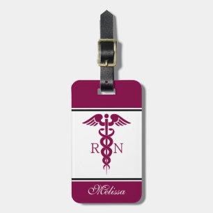 Simple Red Caduceus Nurse Medical Symbool Bagagelabel