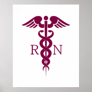 Simple Red Caduceus Nurse Medical Symbool Poster