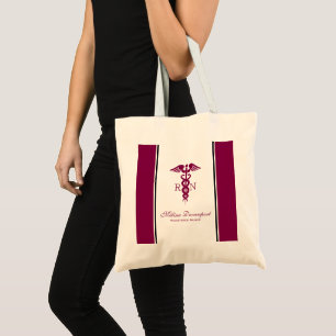 Simple Red Caduceus Nurse Medical Symbool Tote Bag
