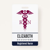 Simple Red Caduceus Registered Nurse RN Symbool Badge (Achterkant)