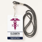 Simple Red Caduceus Registered Nurse RN Symbool Badge (Achterkant met draagriem)