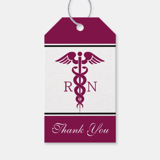 Simple Red Caduceus Registered Nurse RN Symbool Cadeaulabel (Voorkant)