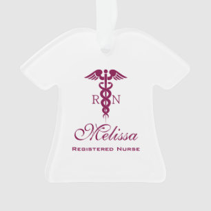Simple Red Caduceus Registered Nurse RN Symbool Ornament