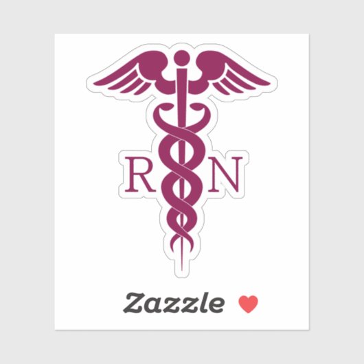 Simple Red Caduceus Registered Nurse RN Symbool Sticker (Vel)