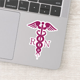 Simple Red Caduceus Registered Nurse RN Symbool Sticker