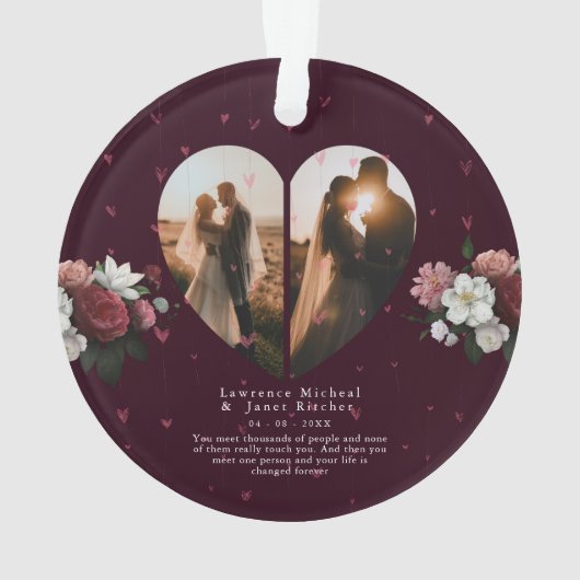 Simple Red Custom Heart forme couples photos cadea (dos)