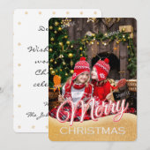 Simple Red en White Text Full Photo Xmas Kaart (Voorkant / Achterkant)