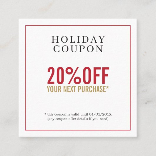 Simple Red Golden White Beauty Salon Coupon (Voorkant)