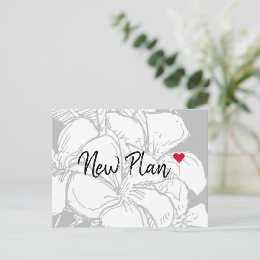 Simple Red Heart Script Floral Nouveau Plan Carte (Debout devant)
