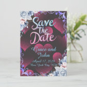 Simple Red Heart Theme Save the Date (Debout devant)