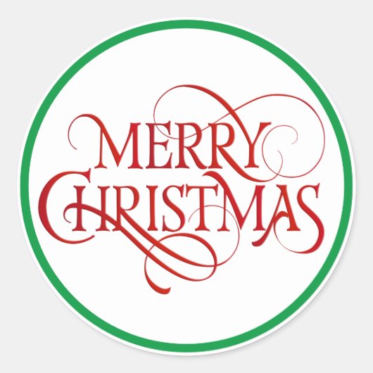 Simple Red Merry Christmas Elegant Ronde Sticker (Voorkant)