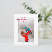 Simple Red Merry-kerstfoto White Briefkaart (Staand voorkant)