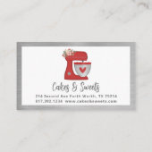 Simple red Mixer Floral Cake Bakery Business Klantenkaartje (Achterkant)