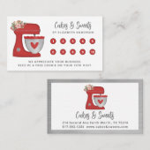 Simple red Mixer Floral Cake Bakery Business Klantenkaartje (Voorkant / Achterkant)