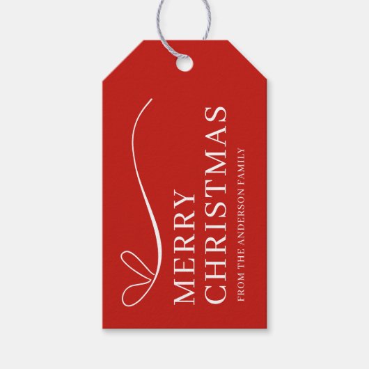 Simple red modern Merry Christmas Cadeaulabel (Voorkant)