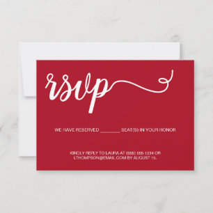 Simple Red RSVP bruiloft gereserveerde zitplaats Kaartje