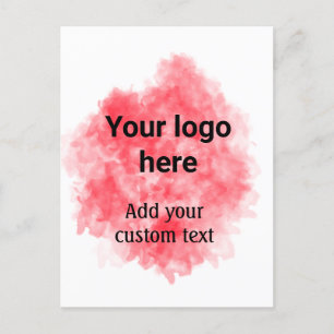 Simple red watercolor add your logo custom text mi briefkaart