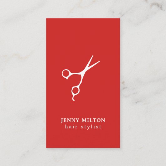 Simple Red White Hair Stylist Appoinment Card Afsprakenkaartje (Voorkant)
