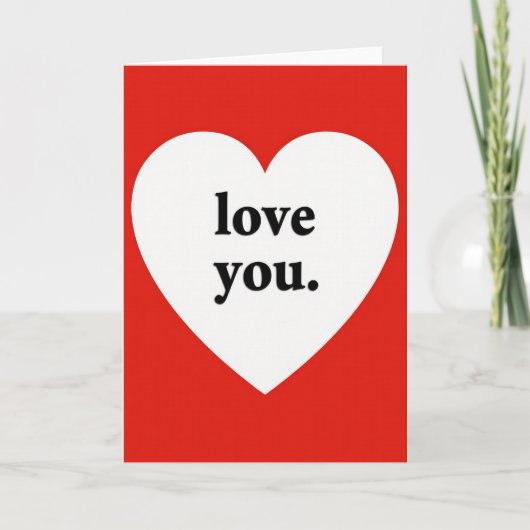 Simple Red White Love You Heart Card Kaart (Voorkant)