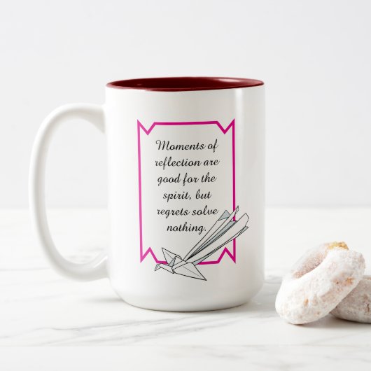 Simple Reflect but don’t Regret Inspirational Mug (Avec donut)