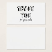 Simple Remerciement Noir et Blanc pour Commande (Devant & derrière)
