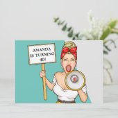 Simple Retro Loudluidspreker Lady 40th Birthday Kaart (Staand voorkant)