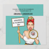 Simple Retro Loudluidspreker Lady 40th Birthday Kaart (Voorkant / Achterkant)