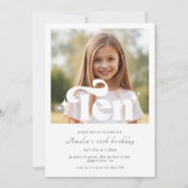 Simple Retro Modern Minimalist 10th Birthday Photo Kaart (Voorkant)