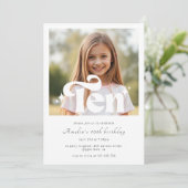 Simple Retro Modern Minimalist 10th Birthday Photo Kaart (Staand voorkant)
