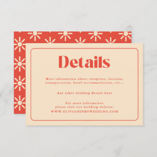 Simple Retro Modern Wedding Details Enclosure Kaar Informatiekaartje