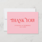 Simple Retro Pink and Red Modern Wedding Bedankkaart (Voorkant)