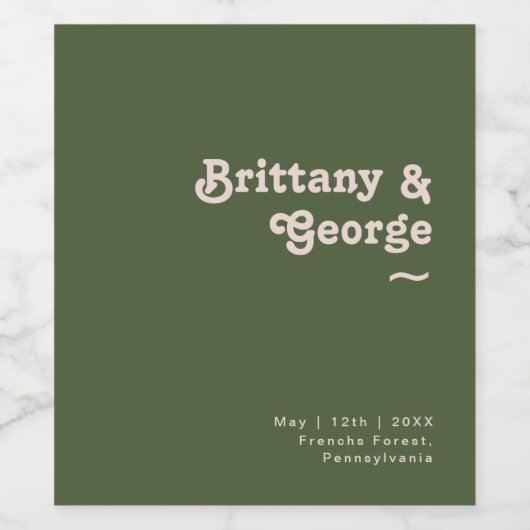 Simple Rétro Vibes Olive Green Mariage Étiquette à (Étiquettes simples)