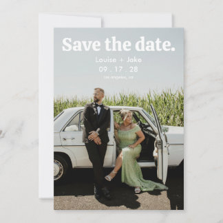 Simple RetroMinimalist Photo Wedding Save the Date Kaart