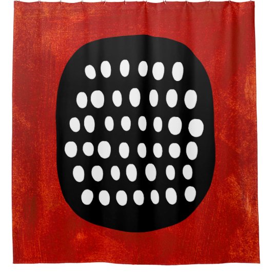 Simple rideau de douche noir blanc et rouge (Devant)