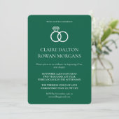Simple Rings Green Wedding Invitation Kaart (Staand voorkant)