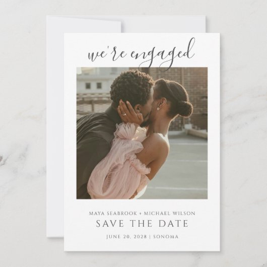 Simple Romantic Photo Wedding Save The Date Kaart (Voorkant)