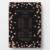 Simple Roos Gold Glitter Confetti Price Menu Black Fotoplaat (voorkant)