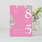 Simple rose 85e anniversaire Invitation de fête (Debout devant)