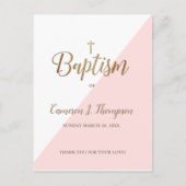 Simple rose blanc or moderne Baptême Invitation (Devant)