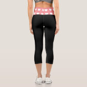 Simple Rose Coeur Blanc Noir Capri Leggings (Verso)