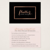 Simple Rose Gold Lash Salon Logo Black Aftercare (Devant & derrière)