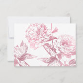 Simple Rose Gold Moderne Mariage Floral RSVP (Dos)