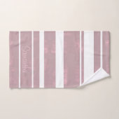 Simple rose Grey Mallow rayé Votre nom Blanc (Serviette à main)