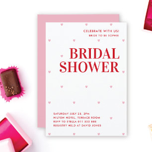 Simple Rose Love Heart Bridal Shower Invitation