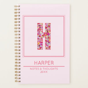 Simple rose pâle girly floral monogramme lettre H