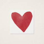 Simple, rouge, Aquarelle Coeur 14 Cartes de notes (Devant)