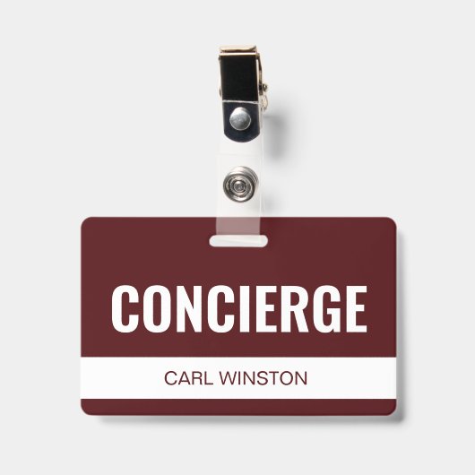 Simple Rouge Badge d'identité de l'employé de l'hô (Avant avec clip)